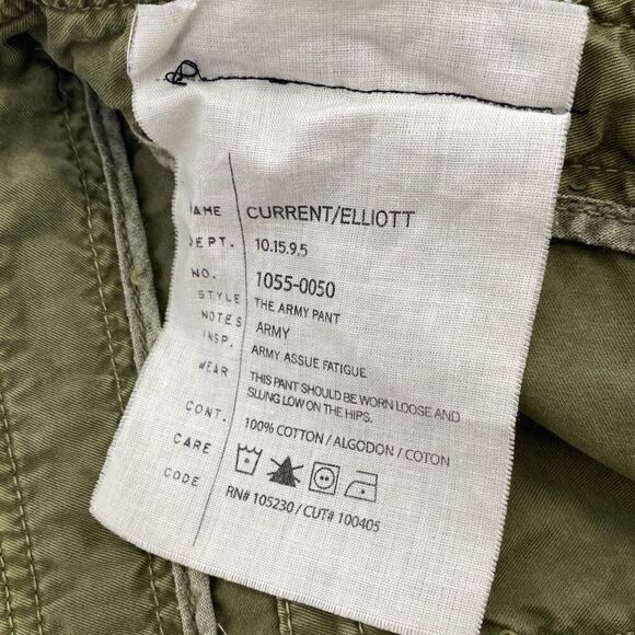 Current Elliott|Revolve The Army Cargo Pants Slim Leg Green Pockets Size 24/0 - Picture 7 of 13